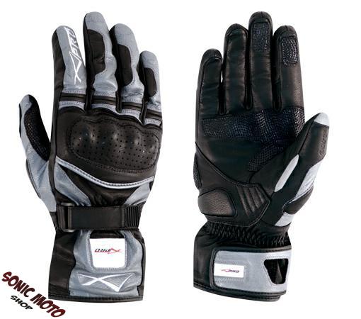 Guanto Sport Moto Pelle Corto Foderato Protezioni Imbottito Racing Sport Argento - Foto 2 di 2