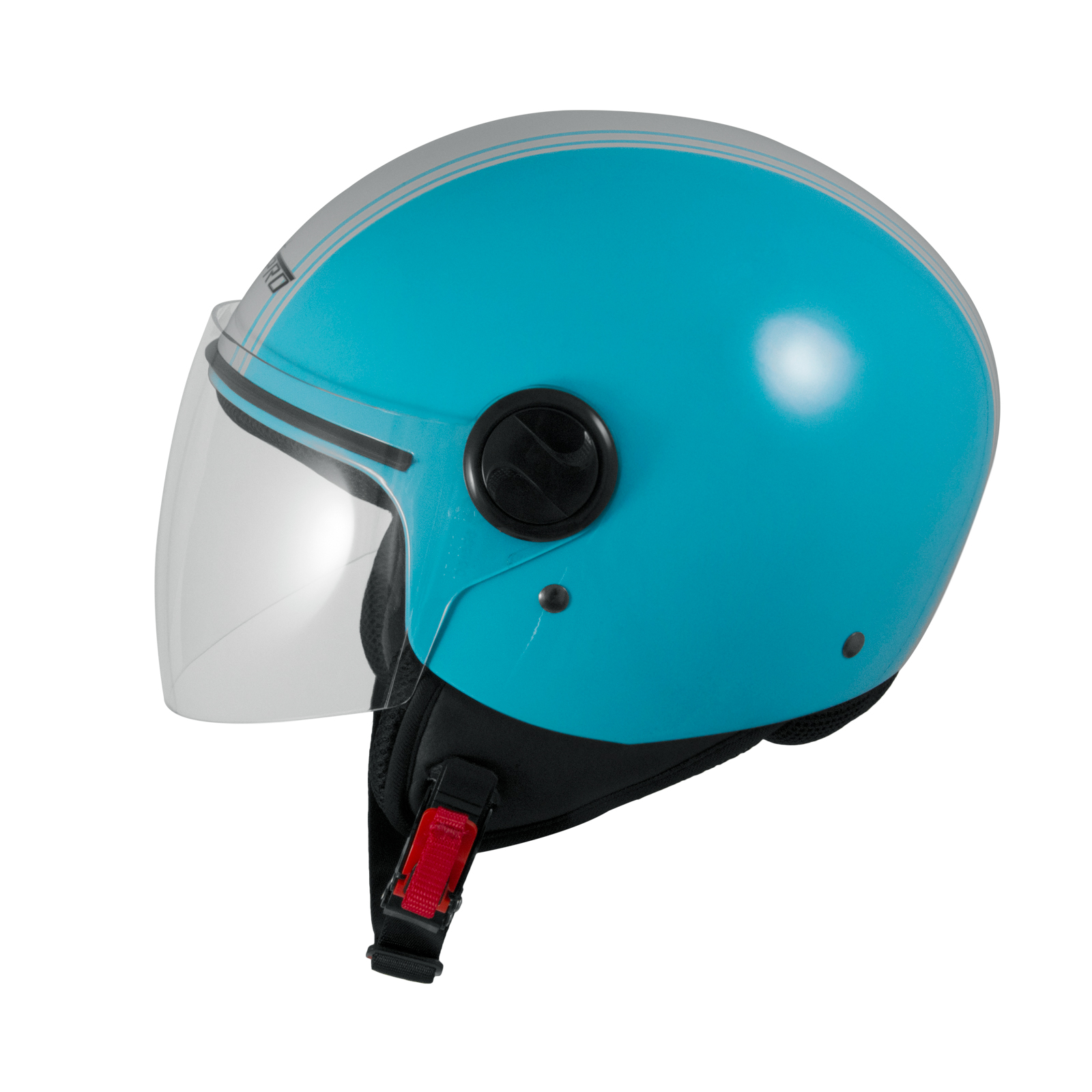 Open Face Jet Helmet Lid Motorbike Scooter Quad Visor Graphics Light Blue A-PRO