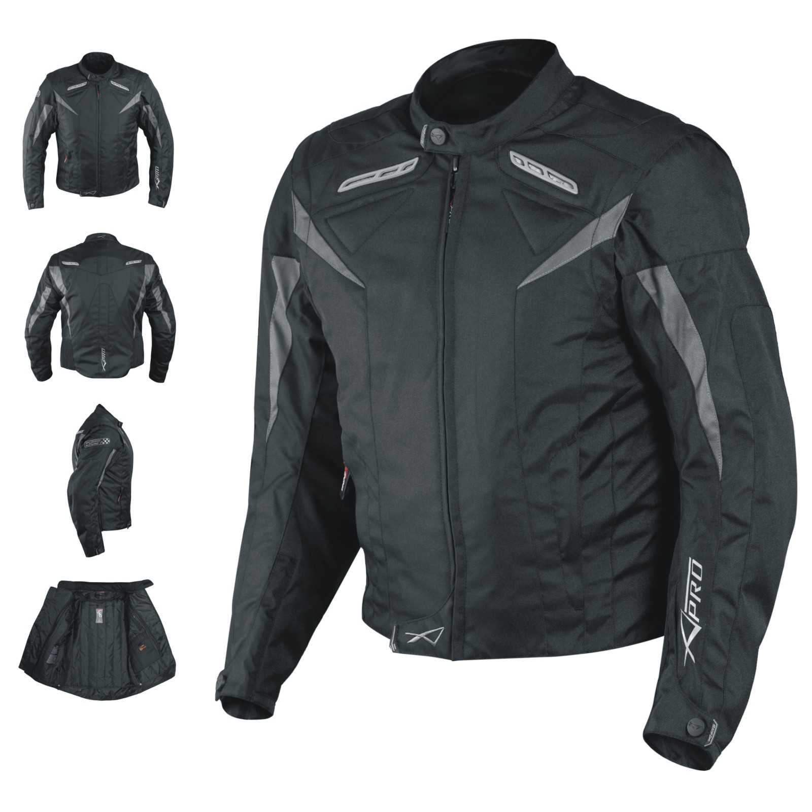 Giacca Tessuto Moto Protezioni CE Manica Staccabile Gilet Termico Removibile