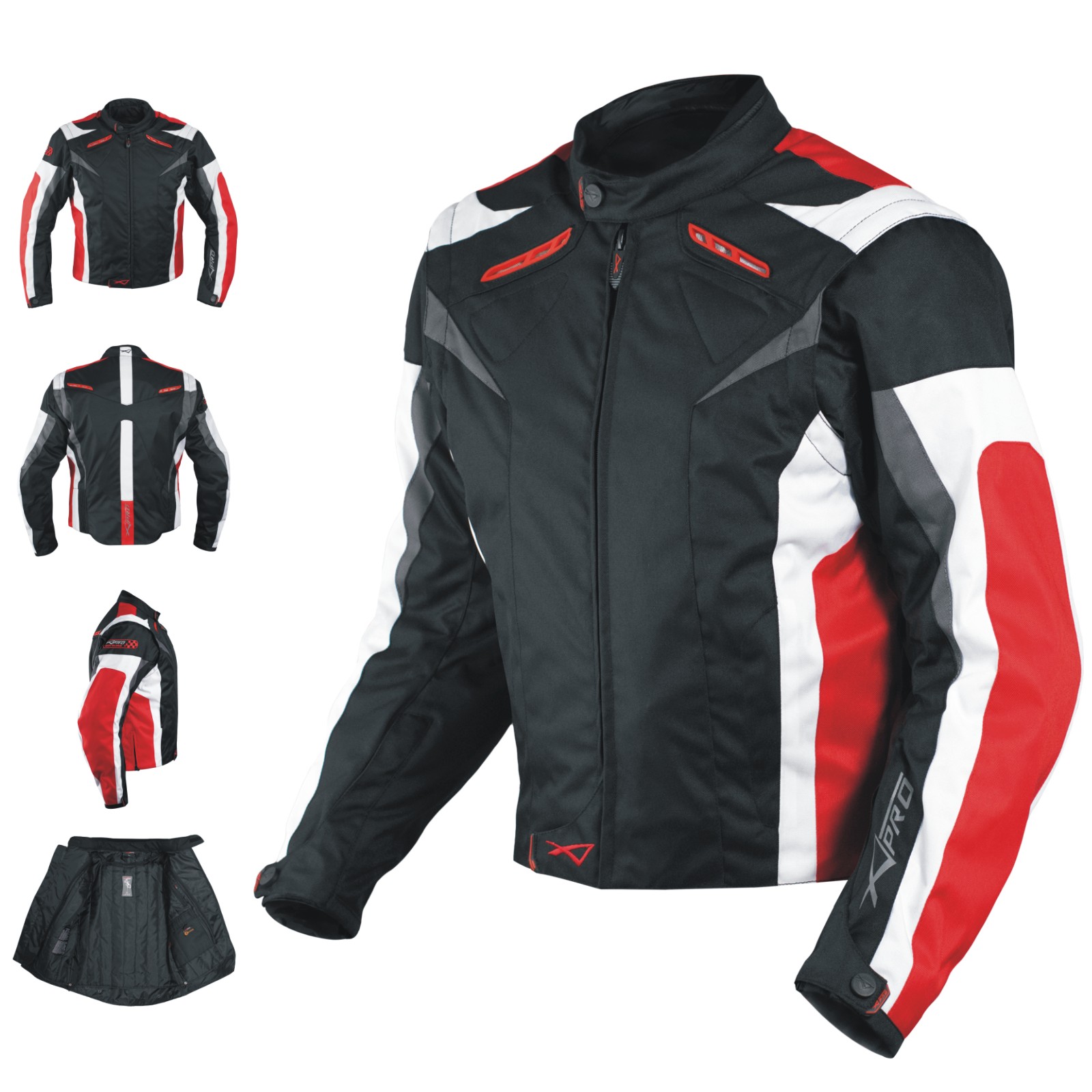 Giacca Tessuto Moto Protezioni CE Manica Staccabile Gilet Termico Removibile - Afbeelding 48 van 63