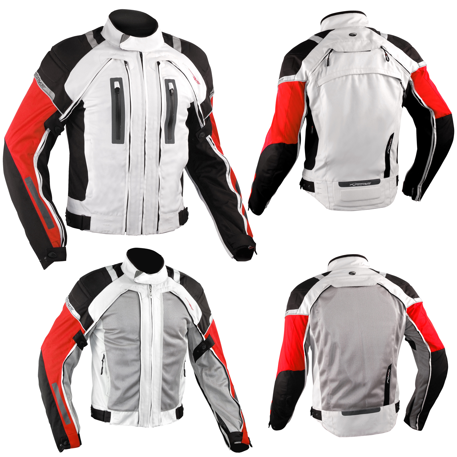 Motorradjacke CE Protektoren Textiljacke Wasserdicht 4 Schicht Rot Weiß