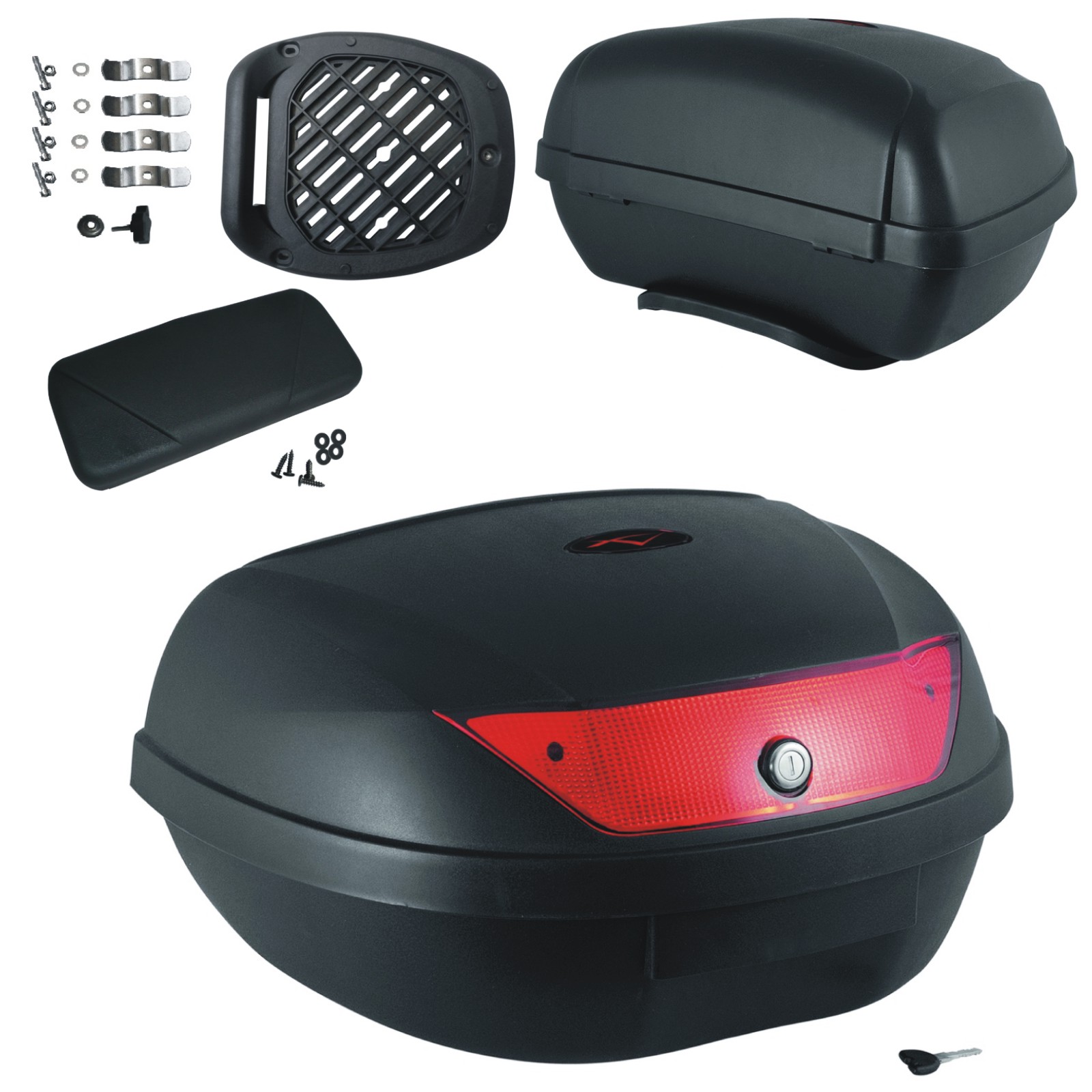 Bauletto Baule Moto Scooter 29 Litri Argento con schinale piastra