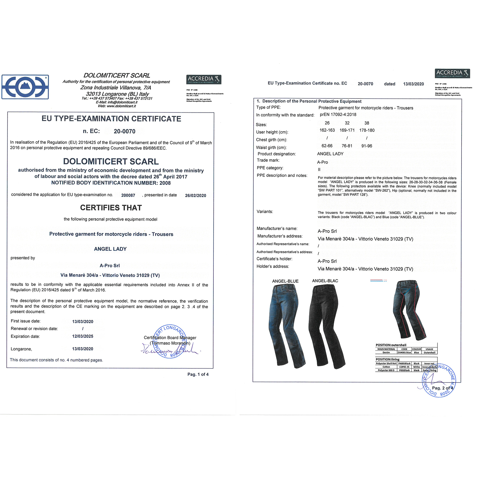 Jeans Donna Protezioni CE Ginocchio Pantaloni Lady Moto Scooter Custom Nero - Picture 12 of 15
