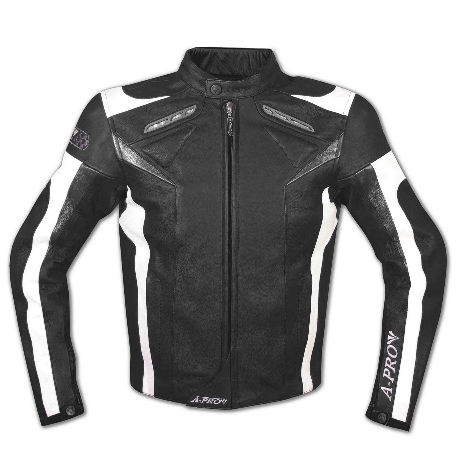 Leather Jacket Motorcycle Racing Motorbike Sport CE Armored A-Pro Black - Imagen 9 de 9