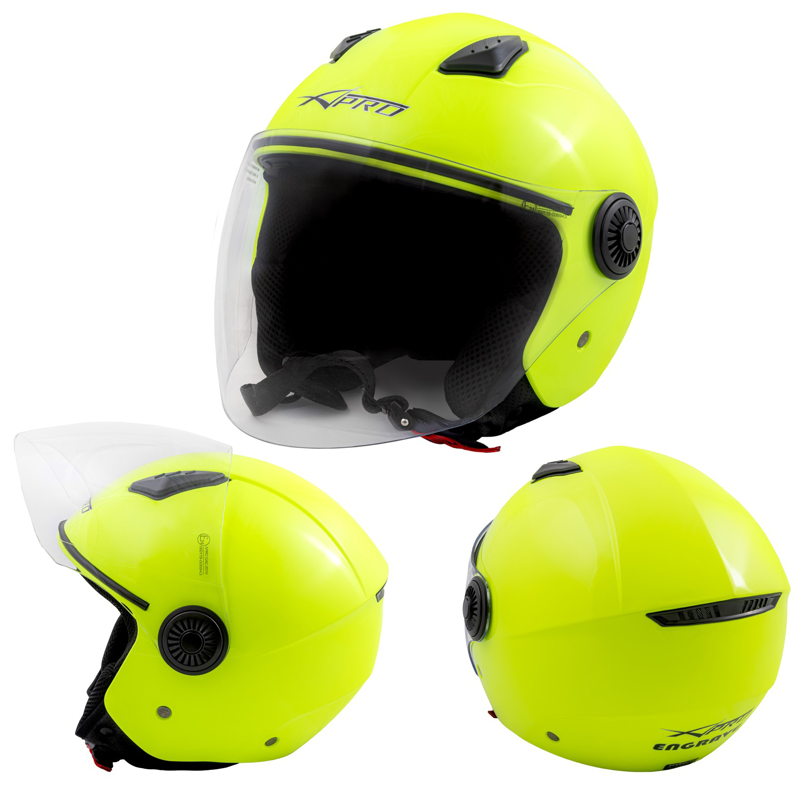 Jet Casco Moto Scooter Quad ECE 22-06 Visera larga Pantalla Flujo Amarillo - Imagen 9 de 11