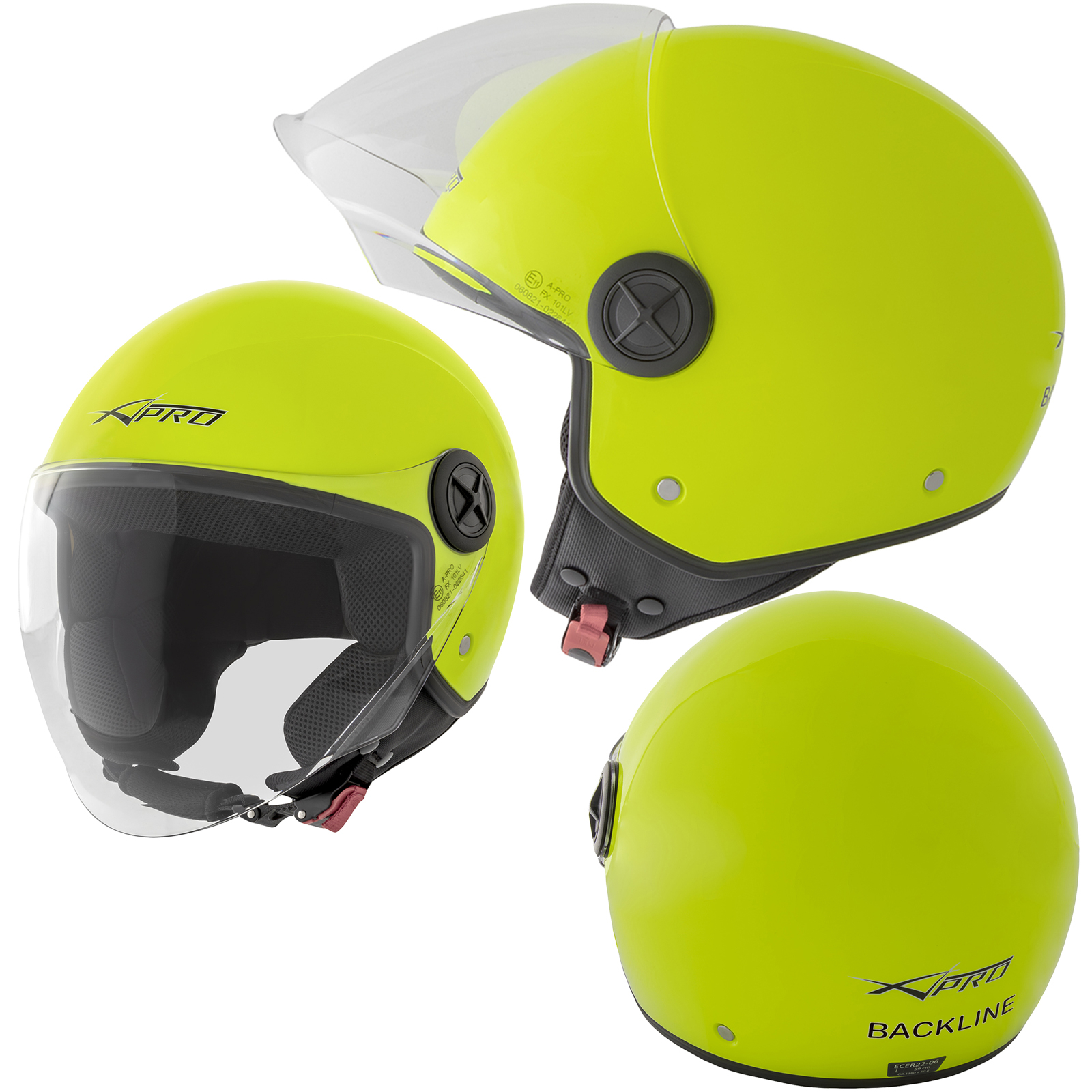 Open Face Jet Helmet Lid Motorbike Scooter Quad Visor A-PRO Fluo - Zdjęcie 8 z 12