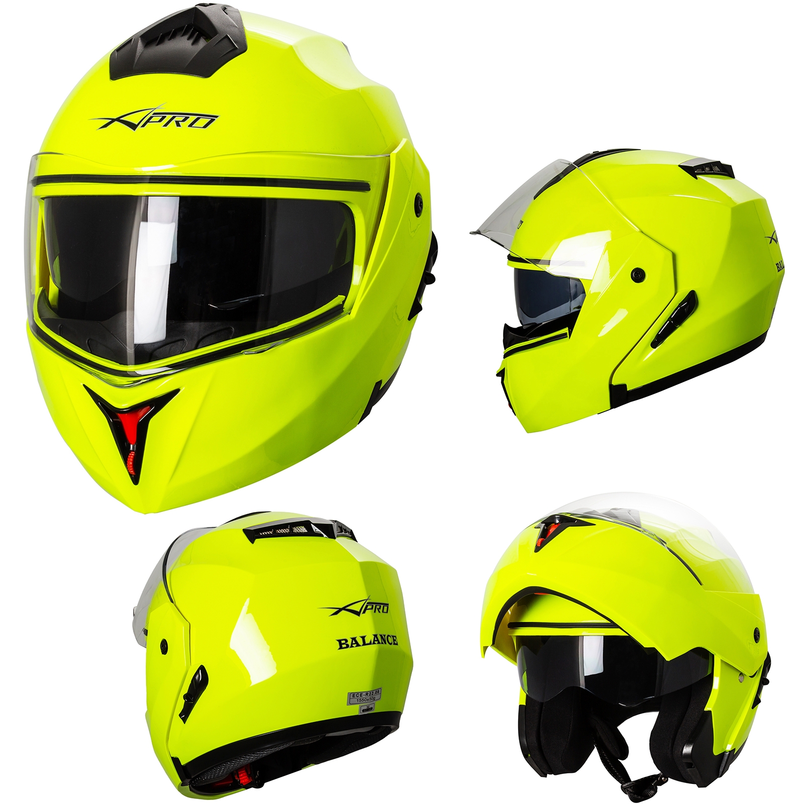Casco Jet Scooter ECE 22-05 Visiera Parasole Grafica Nero Fluo A-Pro XS
