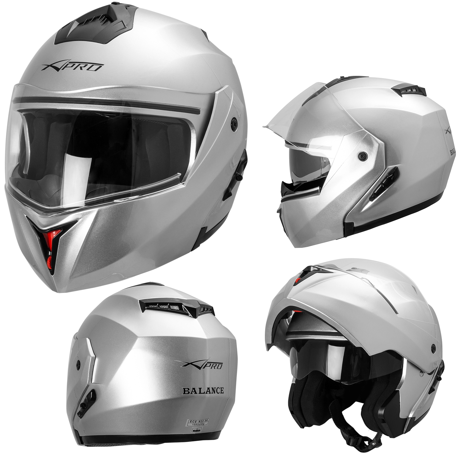 A-Pro Motorradhelm Motorrad Roller Jet Helm Innensonnenblende Viser Weiss 2XL