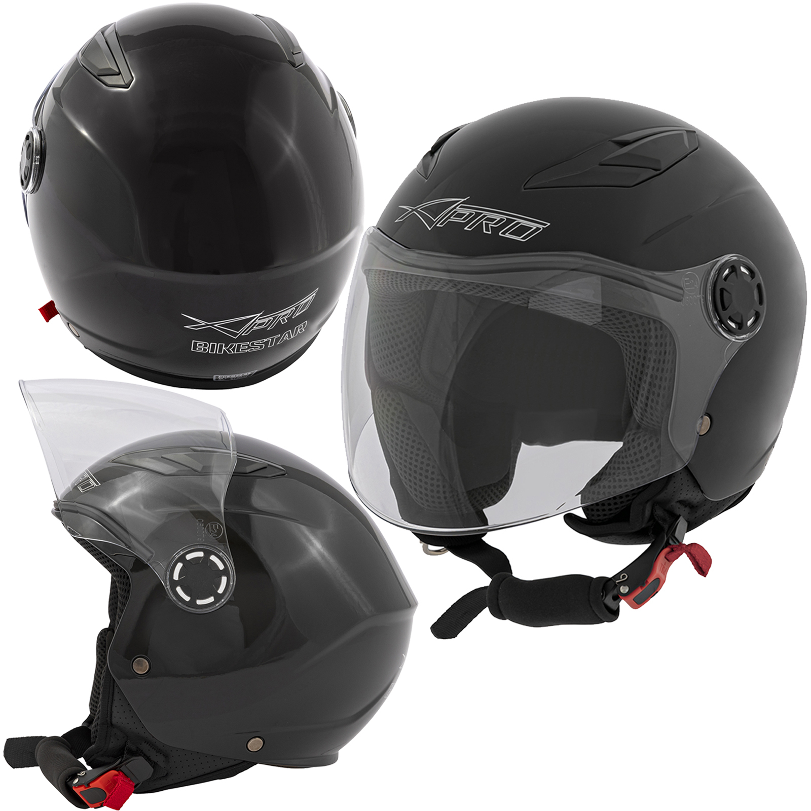 Casque Moto Scooter Enfant Unisexe Jet Sécurité Approuvé ECE 22 06 Noir