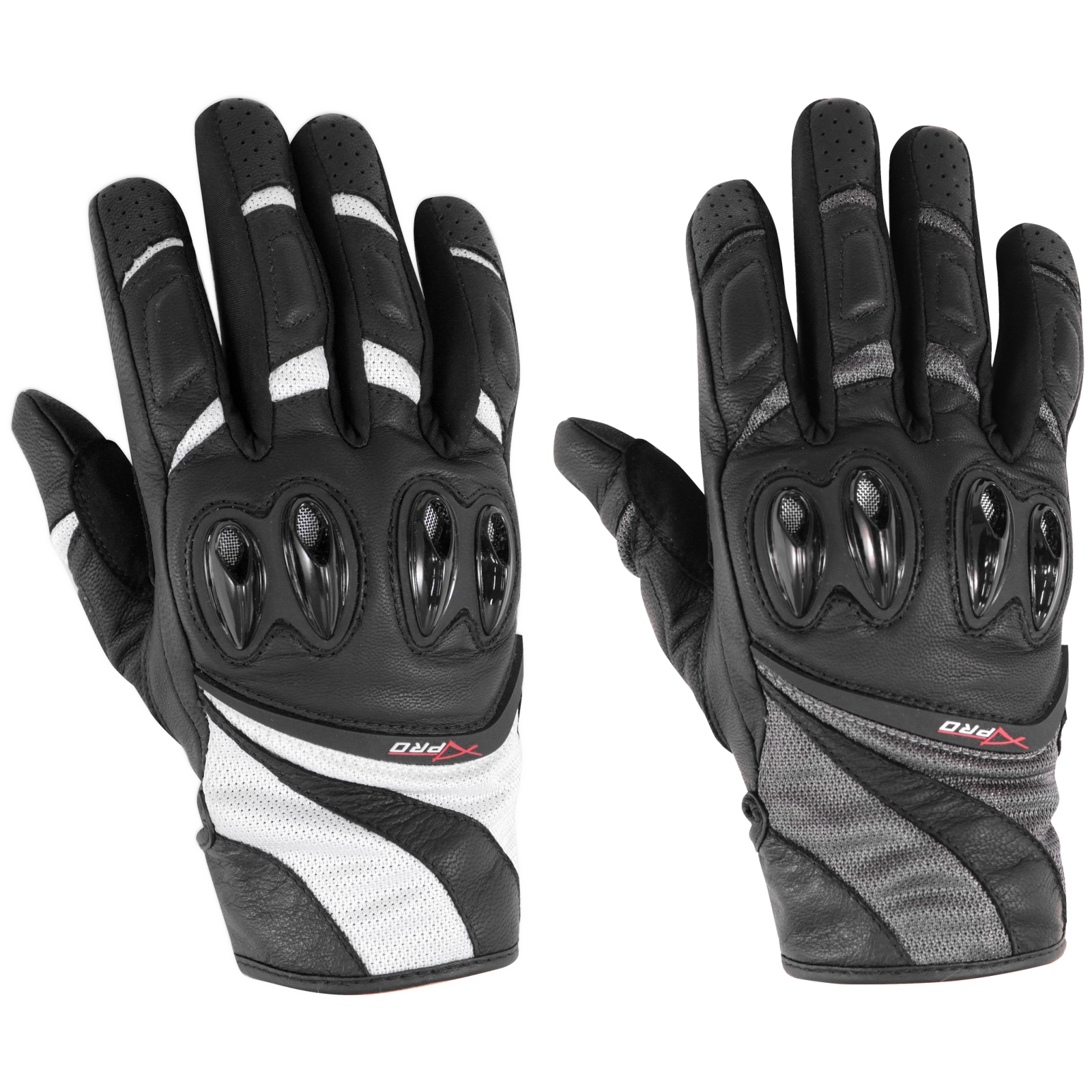 Leather Textile Professional Gloves Motorcycle knuckles Protection Apparel White