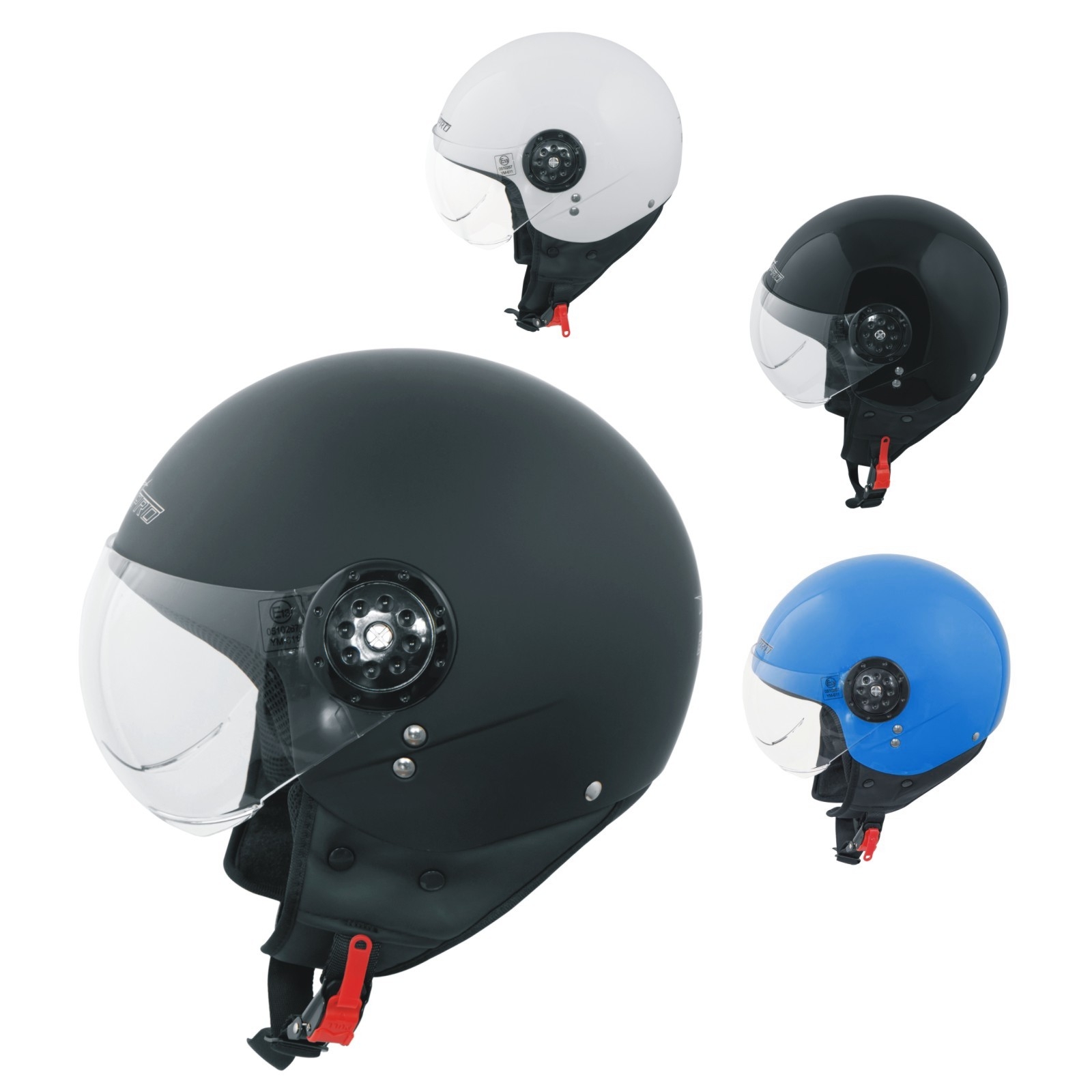 Jet Helmet Open Face Demi Motorbike Scooter Custom Avio Clear Visor White XL