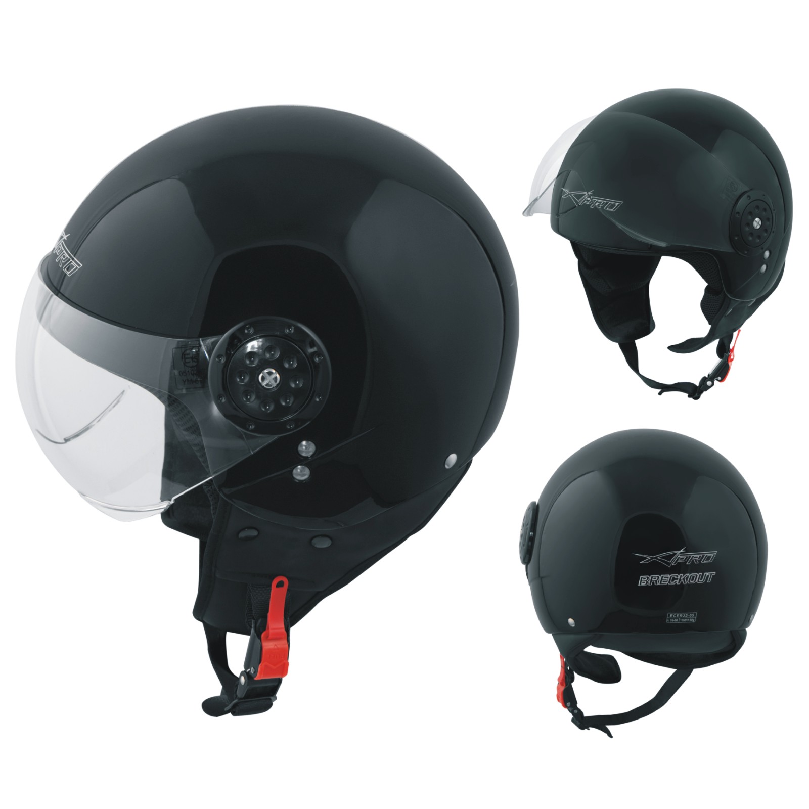 Jet Helmet Open Face Demi Motorbike Scooter Custom Avio Clear Visor White XL