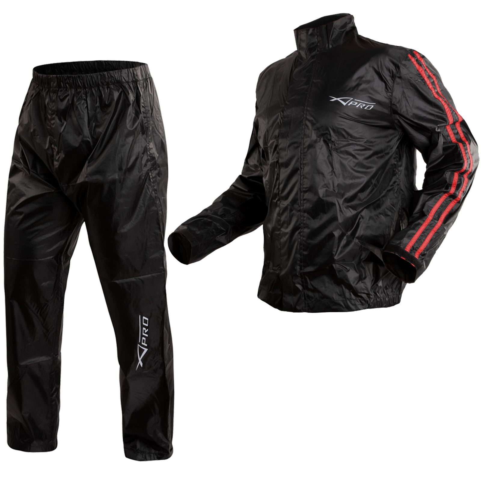 Wasserdichte Hose Regensich Hoher Motorrad Jacke Sichtbarkeit Scooter Rot A-PRO - Bild 9 von 13