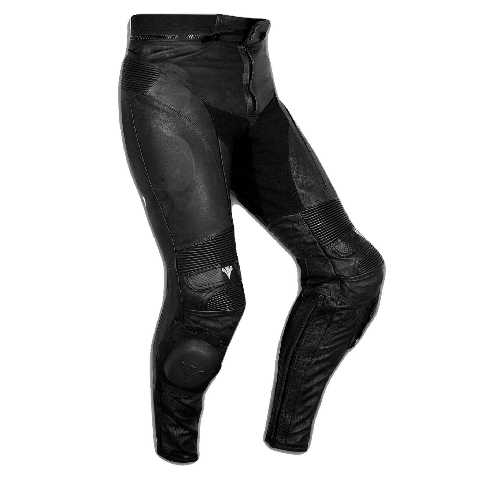 Leather Trousers CE Armored Slider Motorcycle Touring Motorbike Black