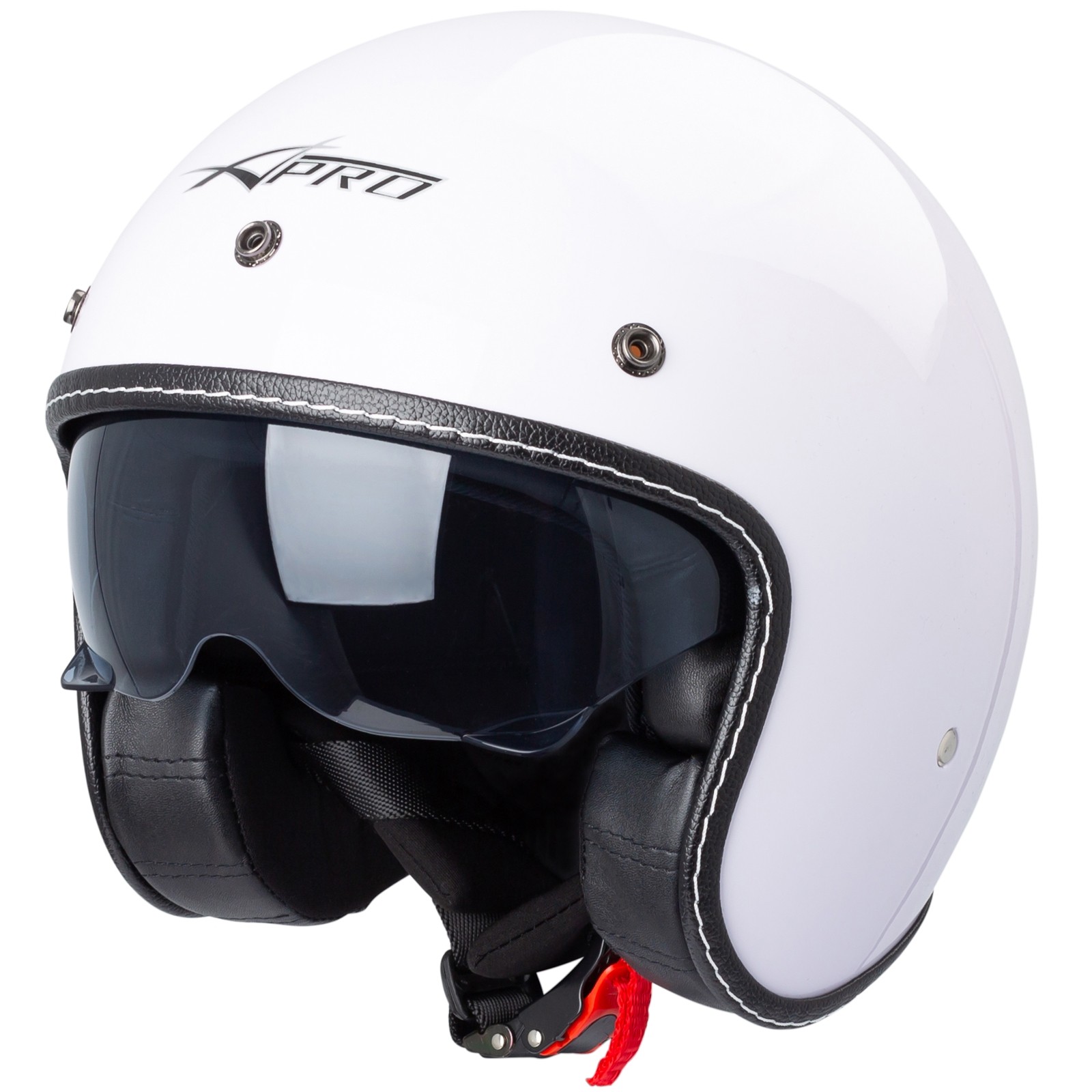 Jet Helmet Cafe Racer Open Face Motorcycle SunVisor Custom Scooter White