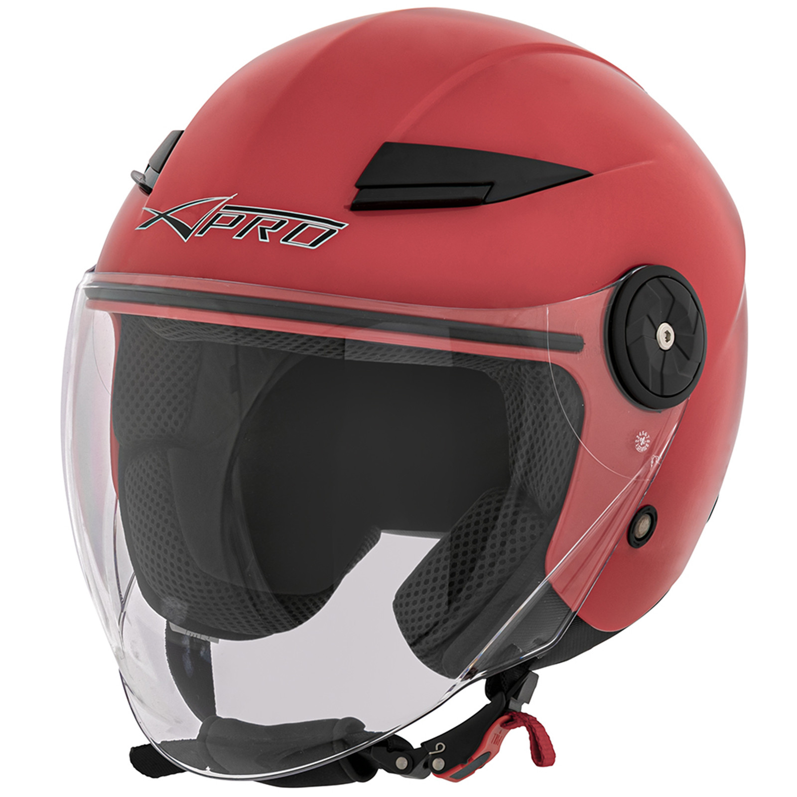 Casque Moto Scooter Demi Jet Visiere Ouvert ECE 22-06 Rouge Taille L