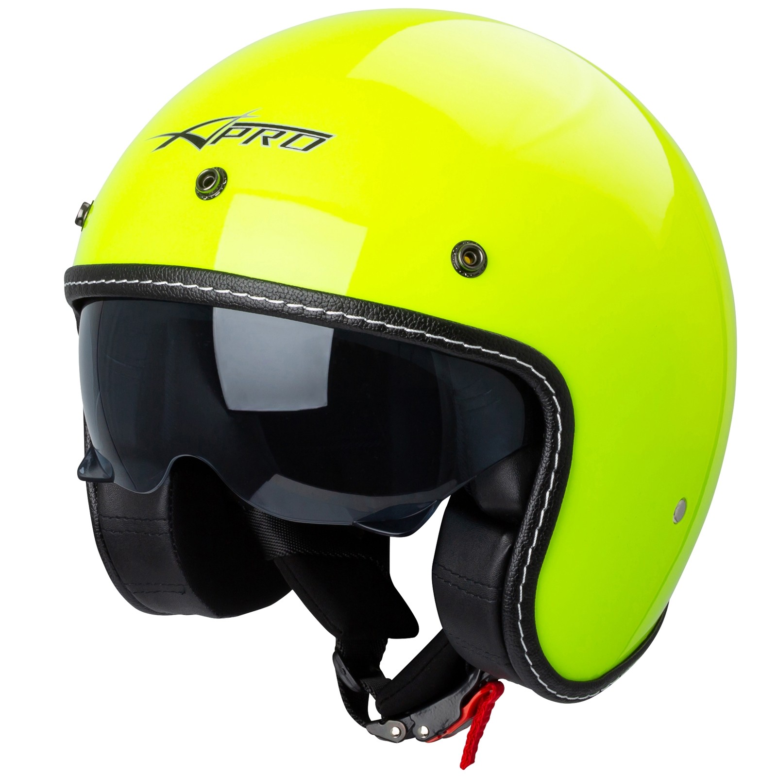 Casque Moto Jet Cafe Racer Homologu ECE 22 06 Scooter Custom Fluo