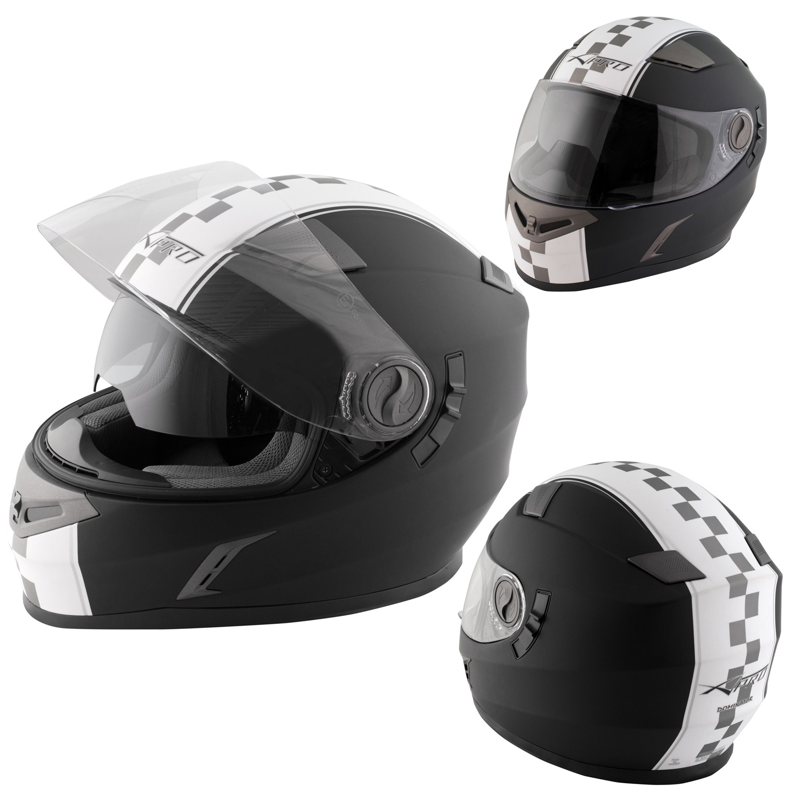 A-Pro Helm Klapphelm Innensonnenblende Motorradhelm Modular Mat Schwarz XL