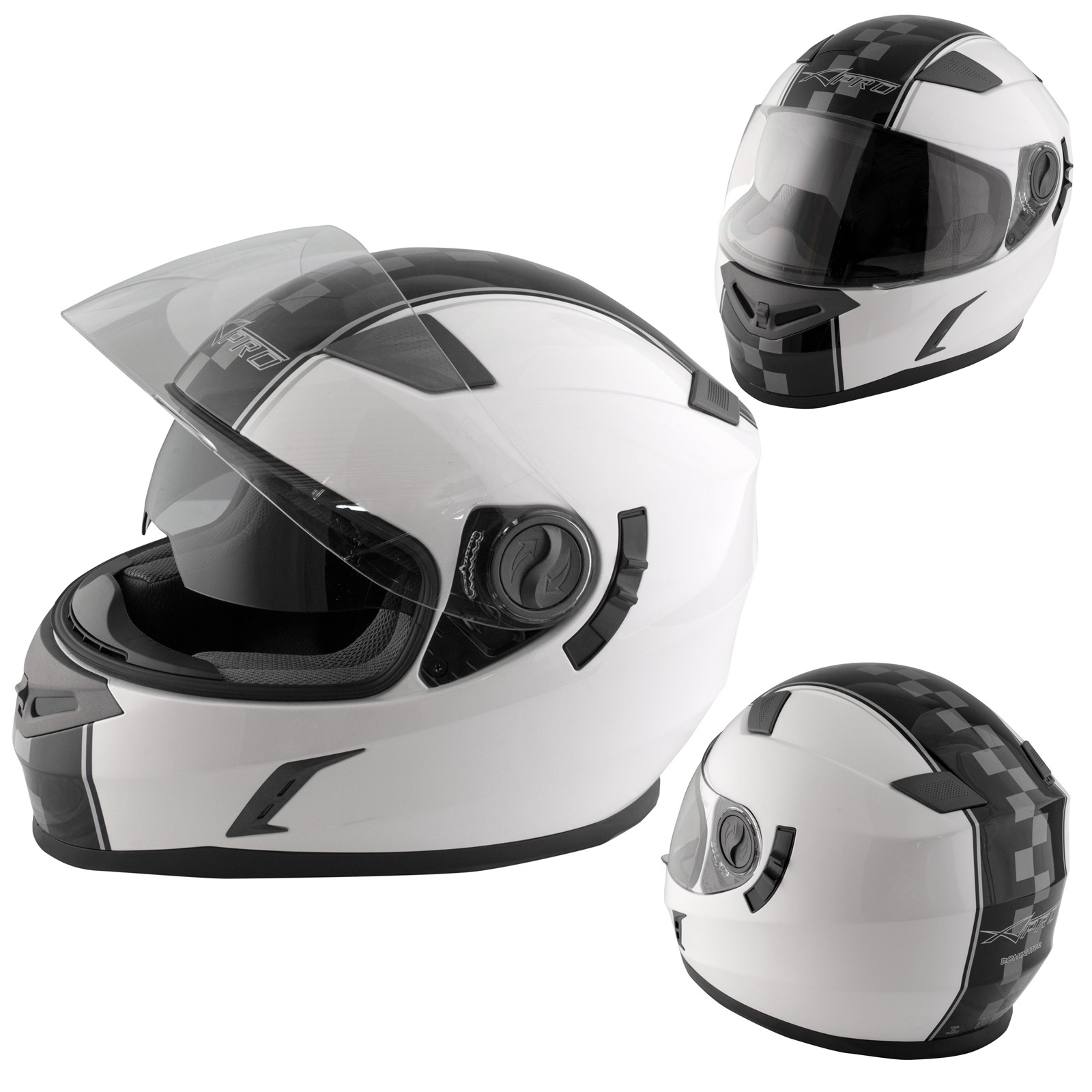 Casco Integral Moto Scooter Visera Parasol Touring Homologado Blanco