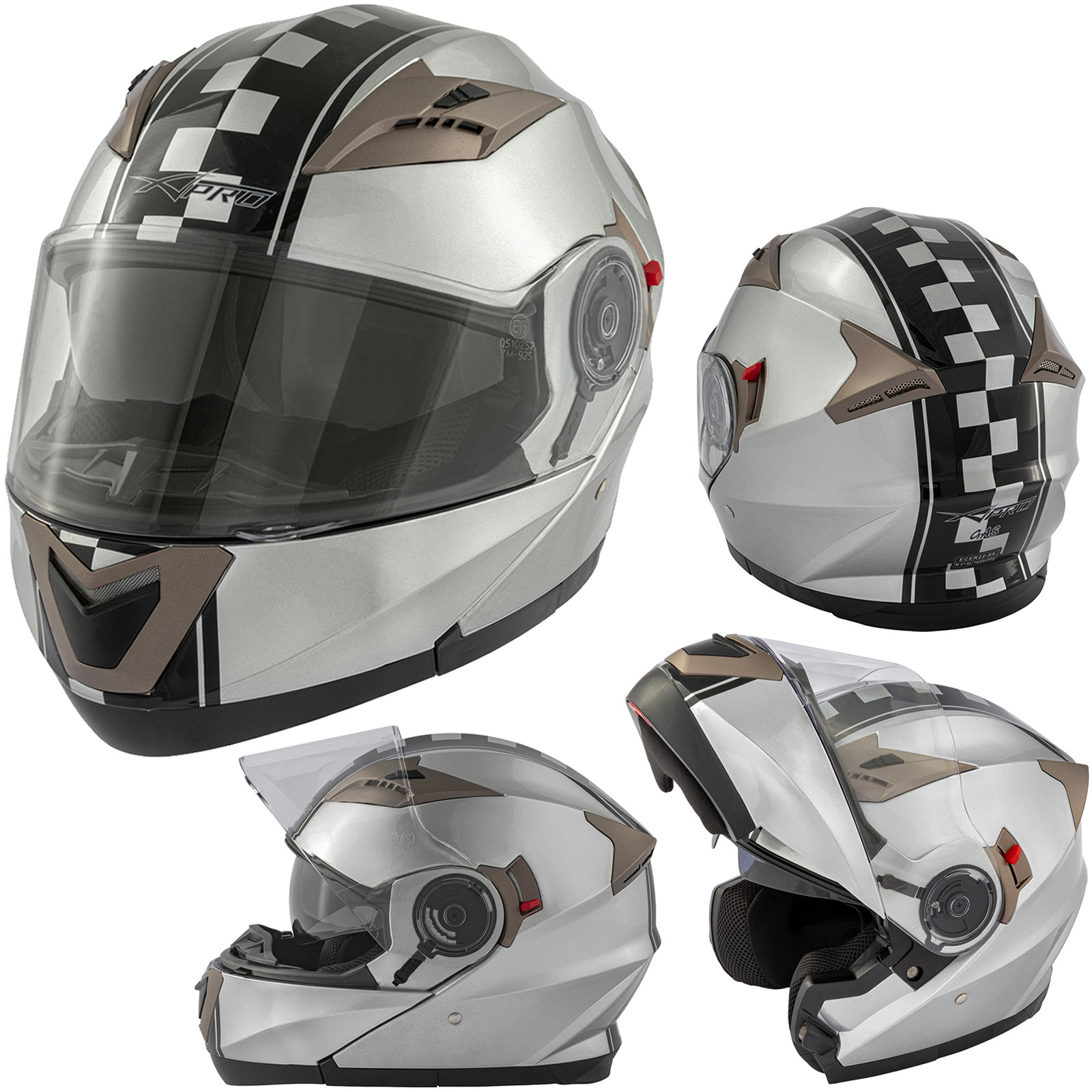 Casco plateado moto new arrivals