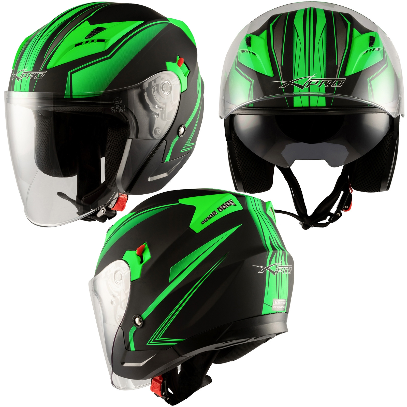 Casco Jet Moto Scooter City ECE 22-05 Certificado Visera Negro Matt