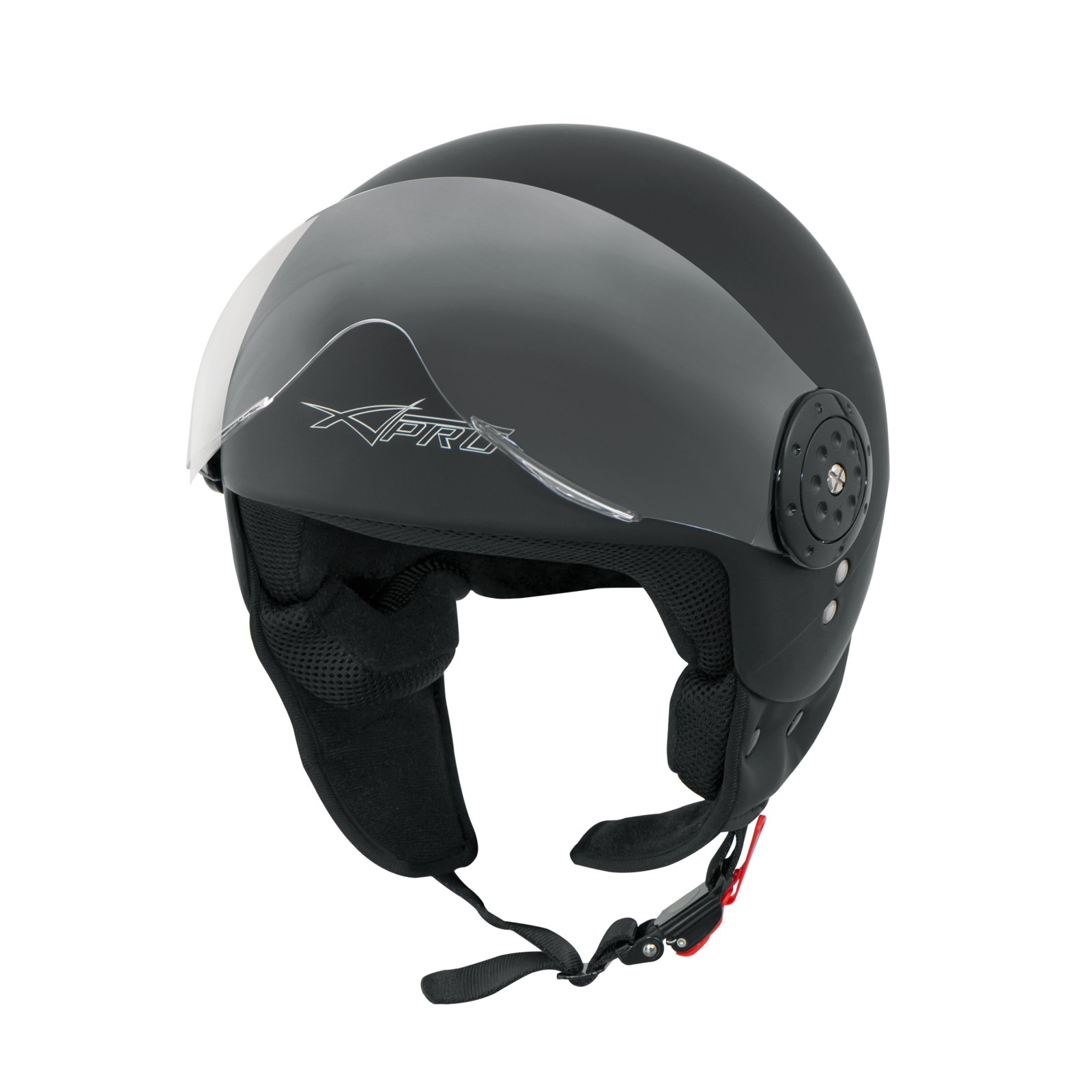 Casco Jet Demi Scooter/Moto A-Pro - Omologato ECE 22.05, Visiera Antigraffio, Nero Opaco - Foto 6