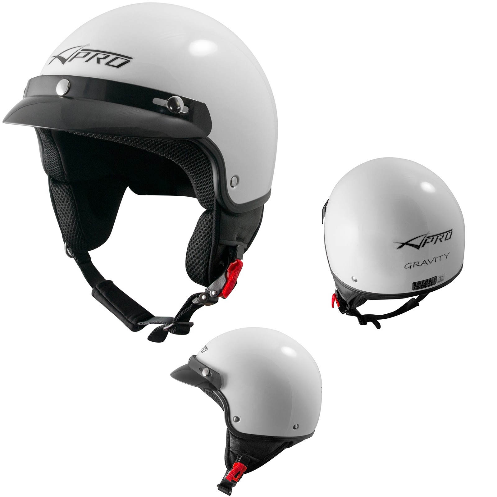 Sebasty Casco Moto Jet Retrò Cromwell - Certificato ECE, Con Occhiali Incorporati, Unisex, Taglia M