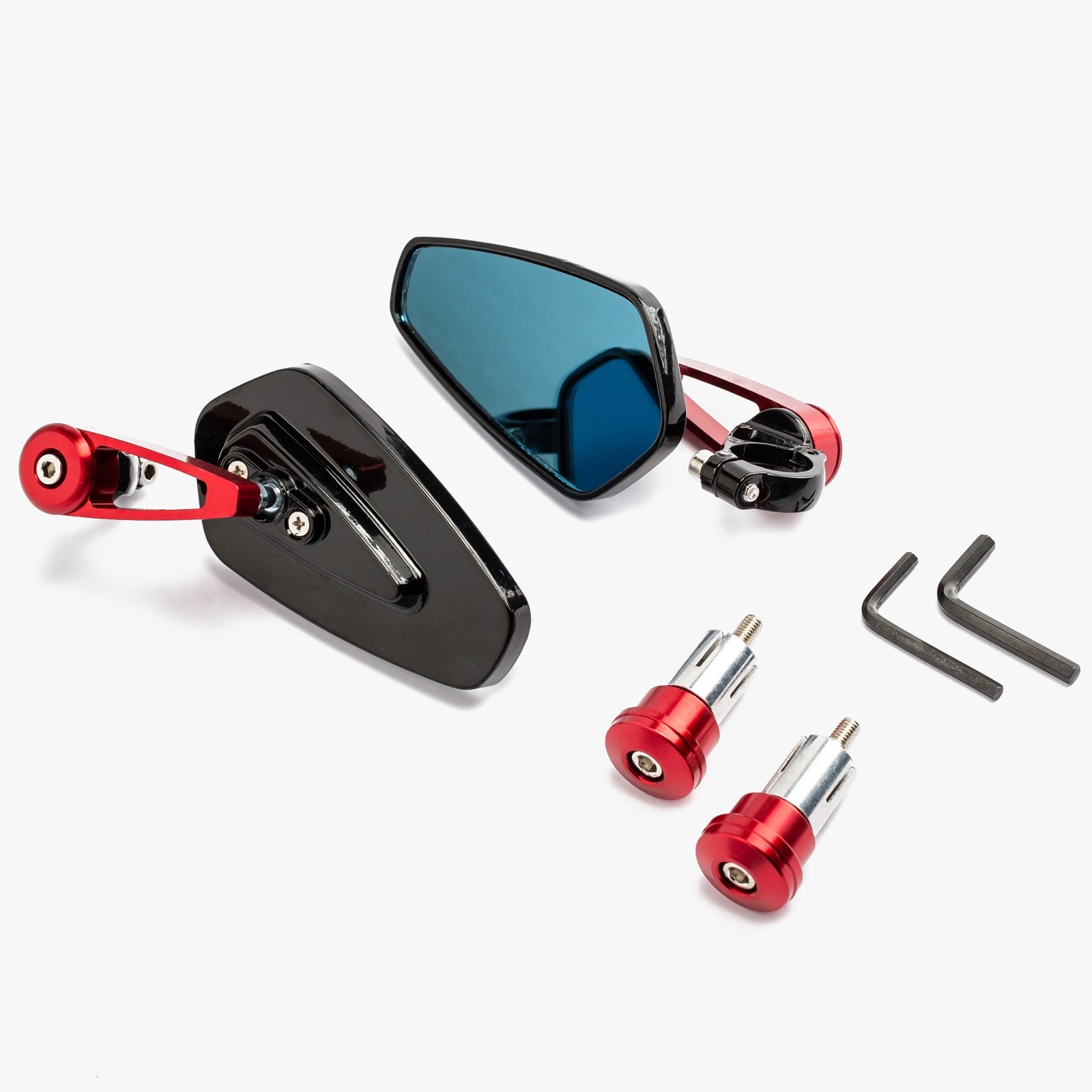 Abbigliamento Moto e Accessori - Specchietti 22mm Manubrio Moto Retrovisori  Metallo Universali Ovali Rosso