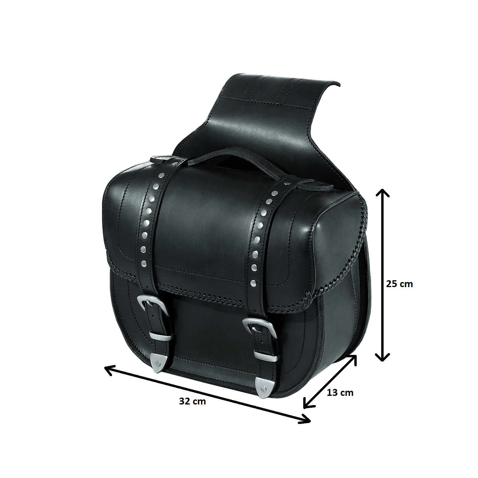 Abbigliamento Moto e Accessori - Coppia Borse Laterali Cuoio Pelle Bisacce  Rigide Moto Chopper Custom Nero