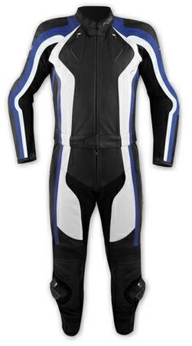 Tuta 2 Pezzi Pelle Moto Divisibile Giacca Pantaloni Protezioni CE Blu