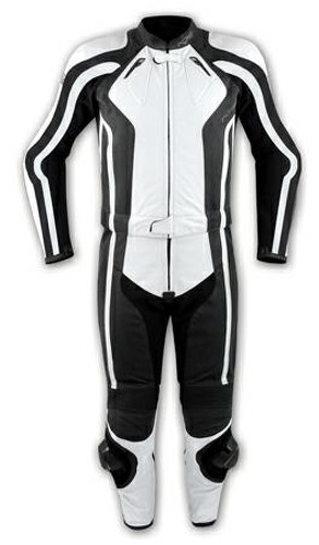 Tuta 2 Pezzi Pelle Moto Divisibile Giacca Pantaloni Protezioni CE Bianco