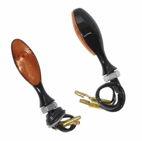 Coppia Indicatori Direzione Frecce Moto Custom Naked Universali Metallo Nero