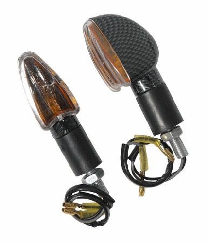 Coppia Frecce Moto Indicatori Direzione Sport Universali Scooter Naked  Carbonio