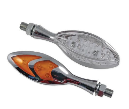Coppia Frecce Moto Custom Chopper Biker Led Indicatori Direzione  Cromo