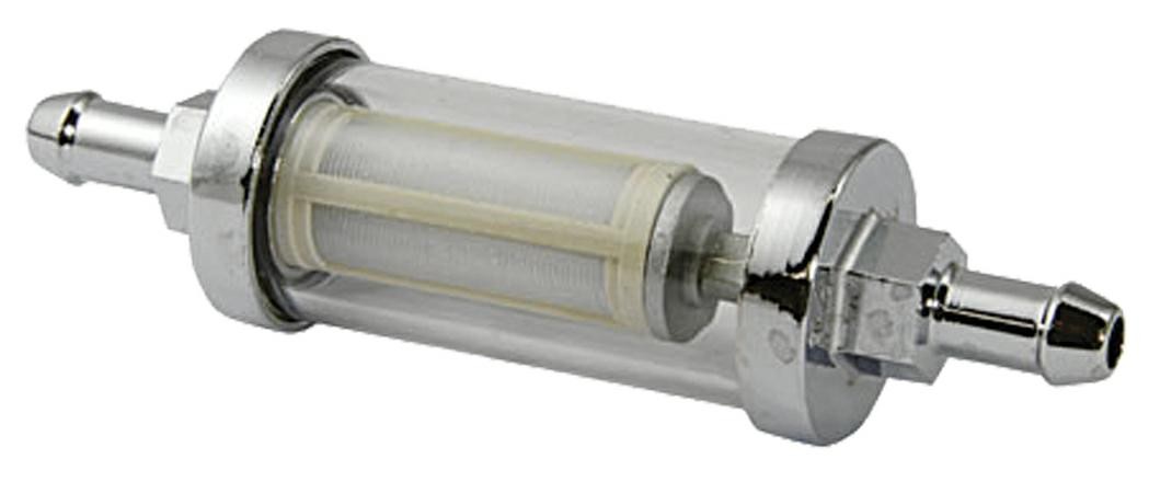 Filtro Benzina Moto Kart Custom Scooter Auto Motori Lavabile Rasaerba Cromo