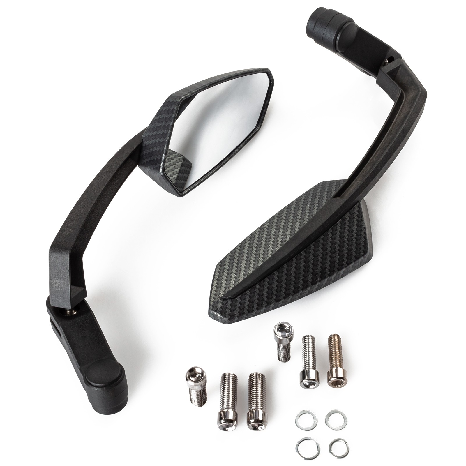 Coppia Specchietti Retrovisori Specchi Moto Scooter Custom Nero DX+SX