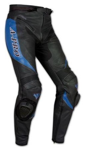Pantaloni Racing Sport Pelle Moto Protezioni con Sliders Saponette Blue