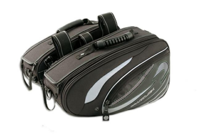 Borse Bisacce Laterali Sotto Sella Tessuto Moto Sport Touring Custom Nero