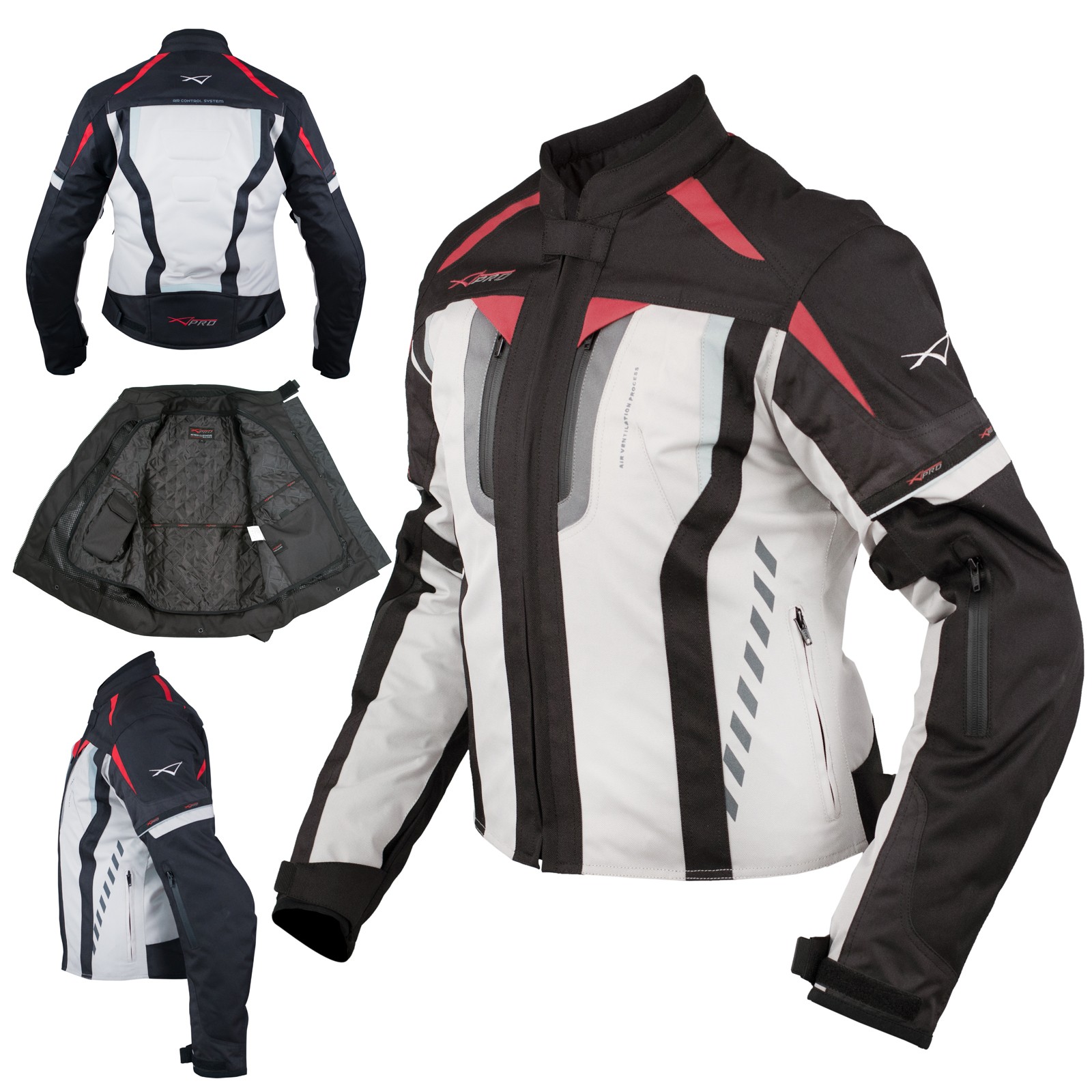 Giacca Donna Moto Ventilata Tessuto Protezioni CE Sport Rosso