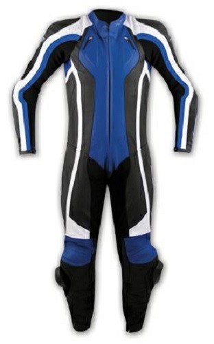 Tuta Pelle Intera Moto Racing Pista Sport Professionale Protezioni Omologate Blu