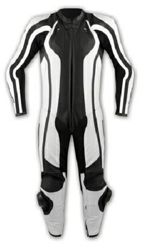 Tuta Pelle Intera Moto Racing Pista Professionale Protezioni Omologate Bianco