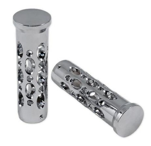 Manopole Metallo Cromato Moto Custom Universali Cromate Chopper Cromo