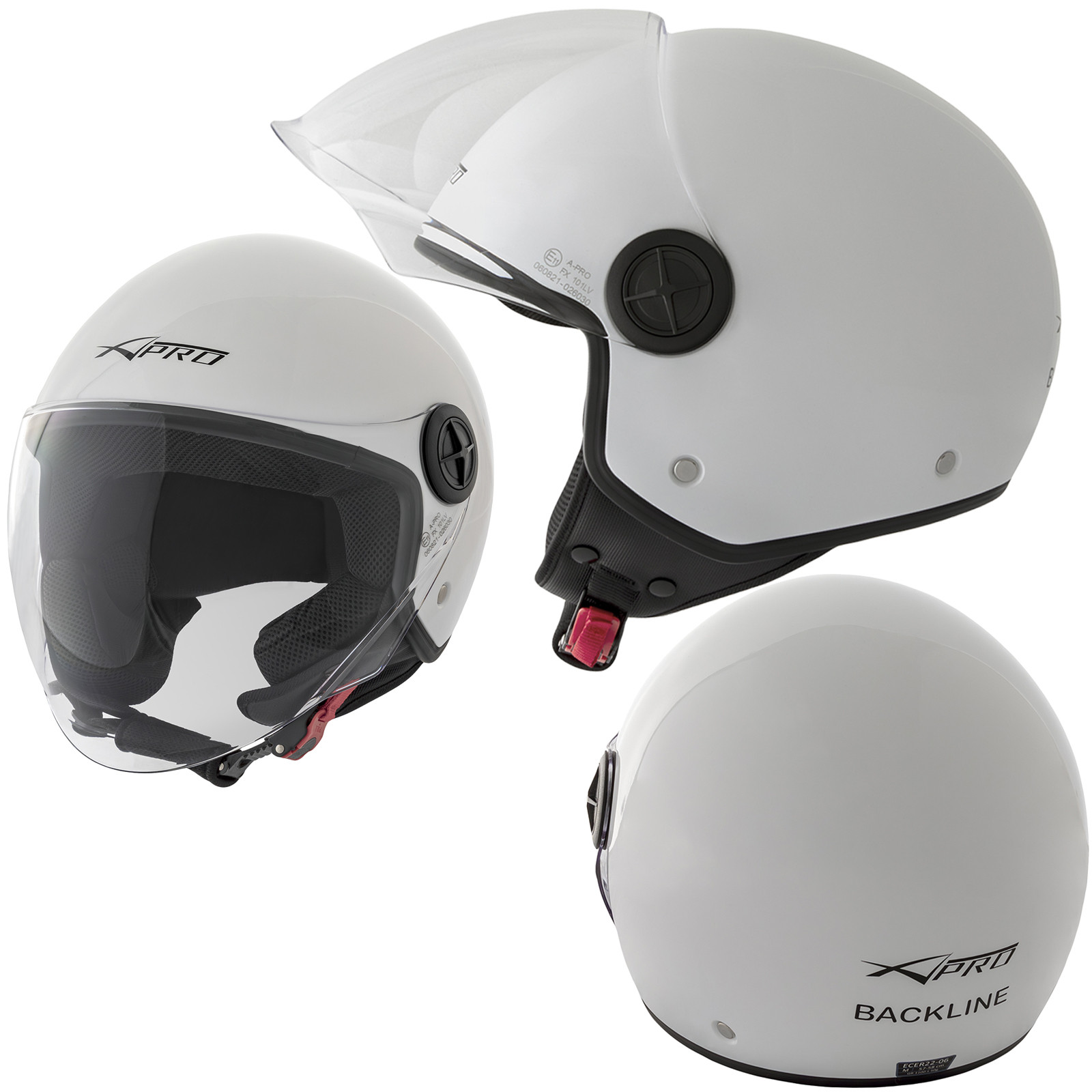 Casco Jet Scooter Moto Quad Omologato ECE 22 06 Visiera Sonicmoto Bianco
