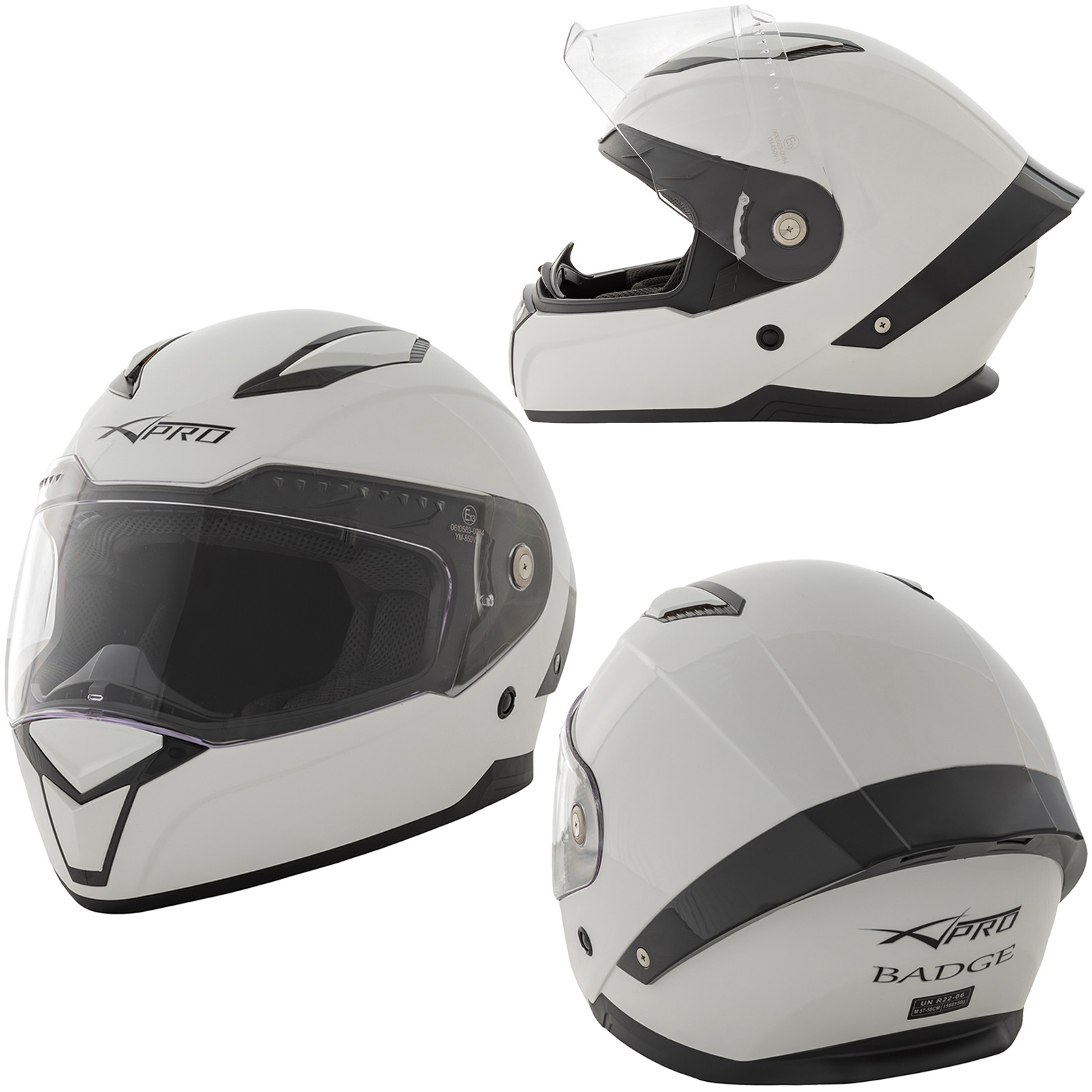 Casco Integrale Moto Scooter Visierino Anti Graffio Touring Bianco