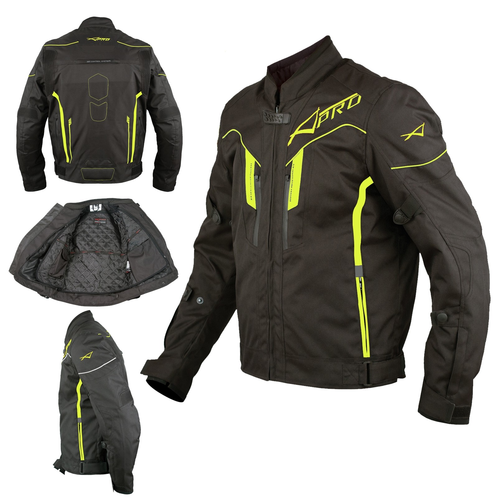 Giacca Moto Tessuto Alta Visibilità Sport Protezioni CE Ventilata Fluo