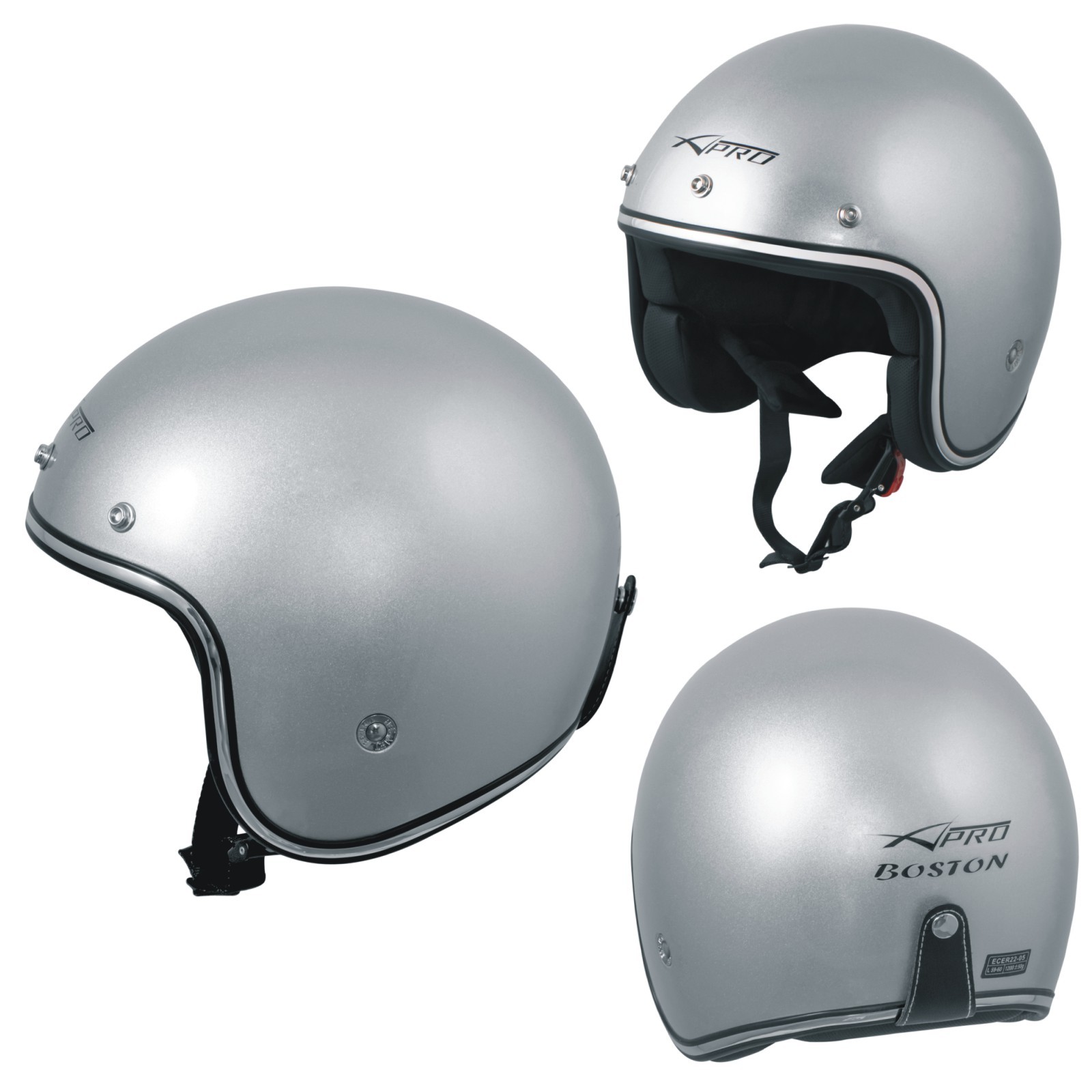 Abbigliamento Moto e Accessori - Casco Jet Scooter Moto Omologato ECE 22-05  Visiera Antigraffio Trasparente