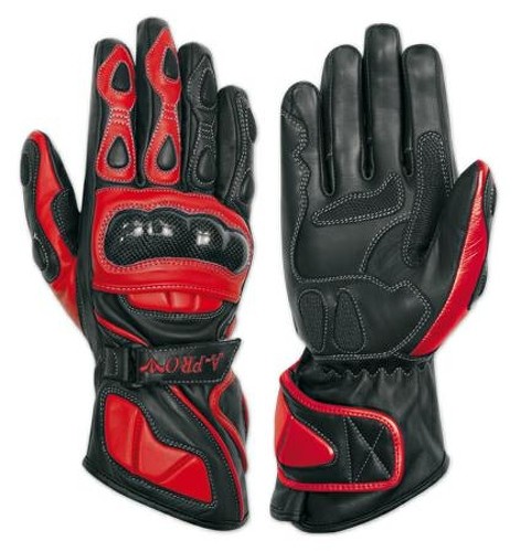 Guanto Pista Sportivo Stradale Race Sport Racing Pelle Protezioni Carbonio Rosso