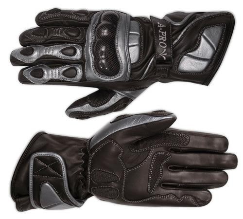 Guanto Pista Stradale Race Sport Racing Pelle Protezioni Carbonio Argento