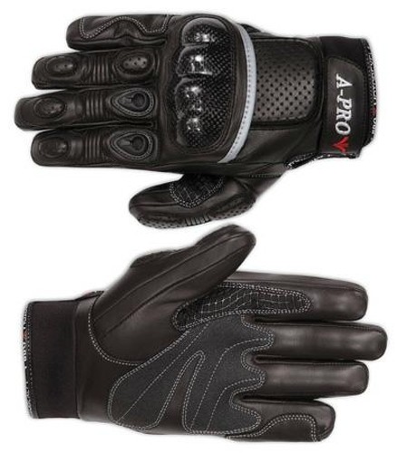 Guanti Moto Pelle Protezioni Carbonio Imbottiture Sportivo Pista Estivo Nero