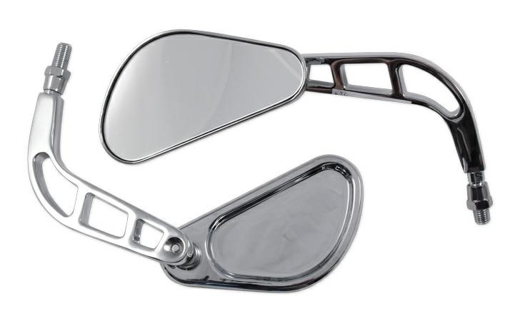 Specchio Retrovisore Coppia Specchietti Chopper Moto Custom Cromo DX+SX